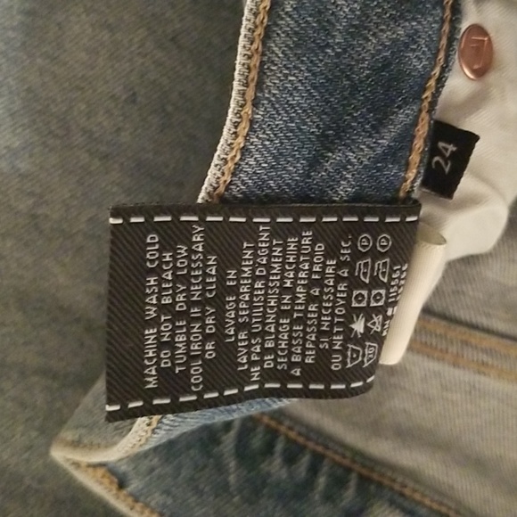 7 For All Mankind Edie Crop Stretch Straight-leg Jeans Pearl embellished /Sz 24 - Picture 9 of 16